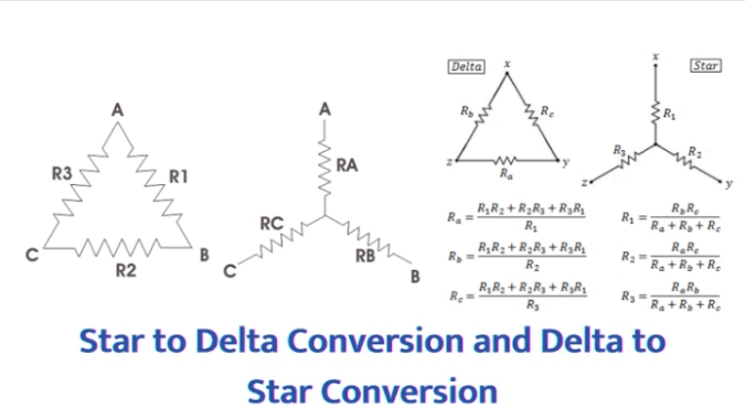 Conversion from star to delta and delta to star in circuit theorem